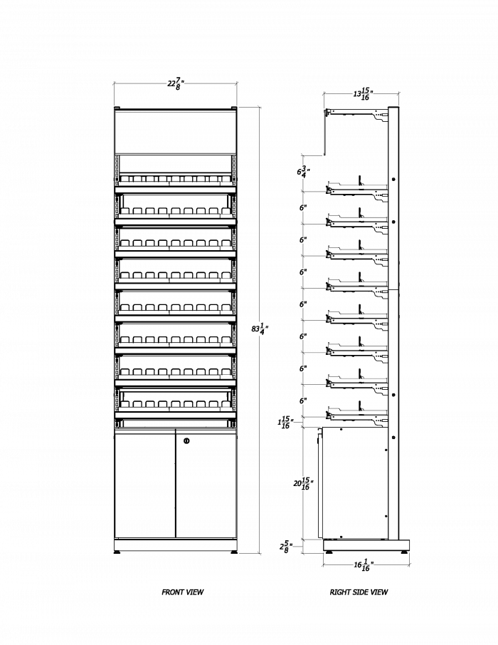 2 ft High Profile Premium Std Cigs Merchandiser w/ Cabinet