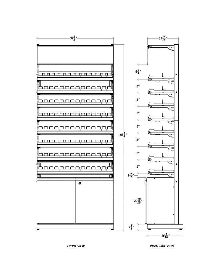 3 ft High Profile Premium Std Cigs Merchandiser w/ Cabinet