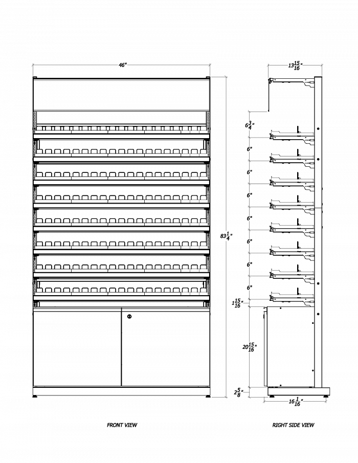 4 ft High Profile Premium Std Cigs Merchandiser w/ Cabinet