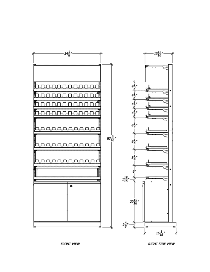 3 ft High Profile Premium OTP Merchandiser w/ Cabinet