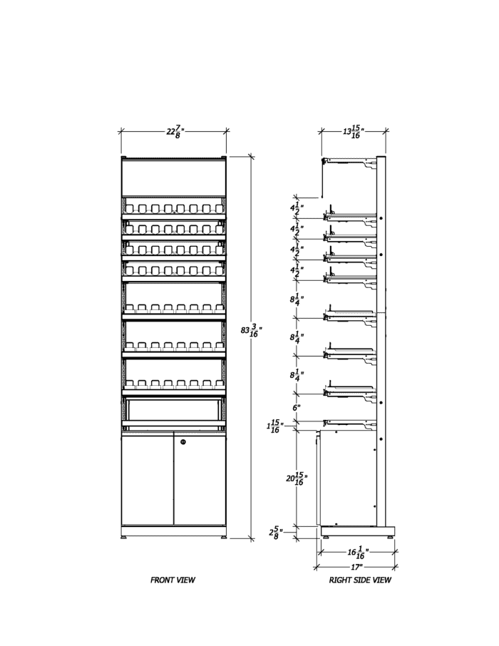 2 ft High Profile Premium OTP Merchandiser w/ Cabinet