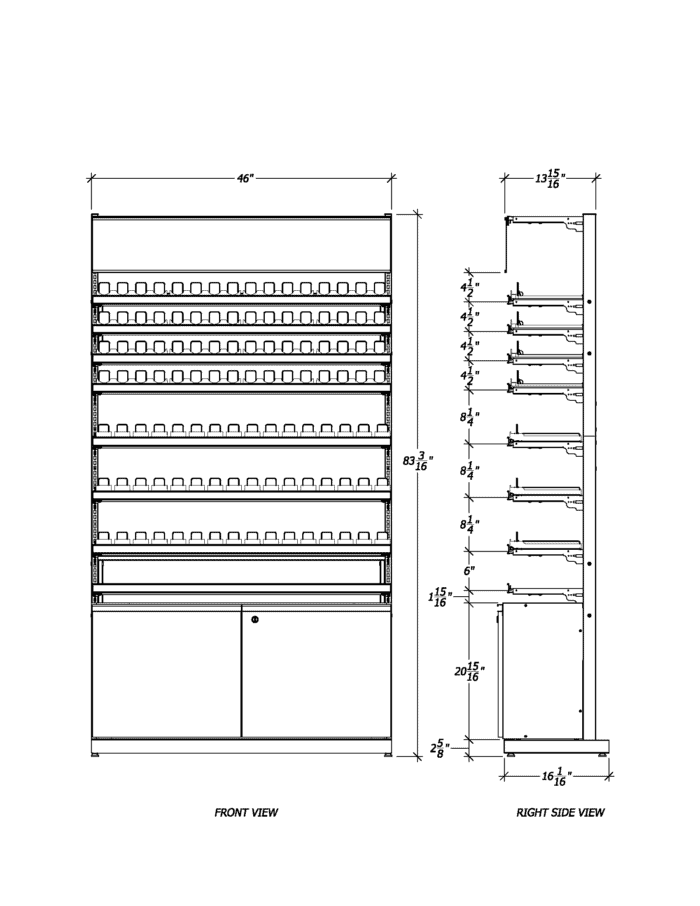 4 ft High Profile Premium OTP Merchandiser w/ Cabinet