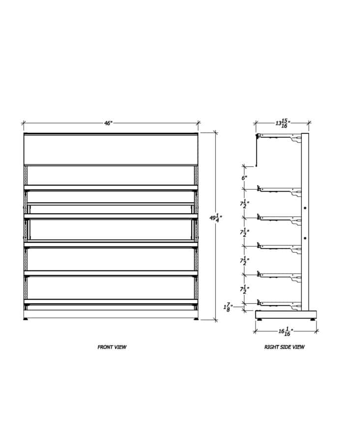 4 ft Low Profile Premium Flat Shelves Merchandiser